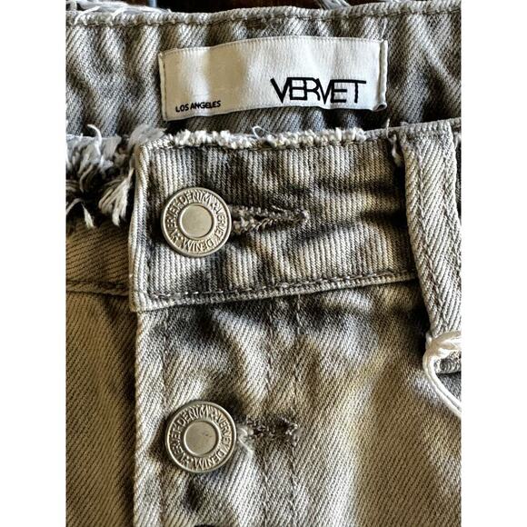 Vervet Super High Rise Destroyed Distressed Raw Hem Light Gray Shorts Size M - Picture 7 of 14